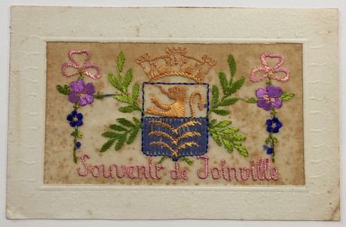 Carte postale ancienne brodée - postale,