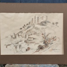 Aquarelle J.M Loustaunau Meyrargues Provence Alpes Cote D'azur École provençale 