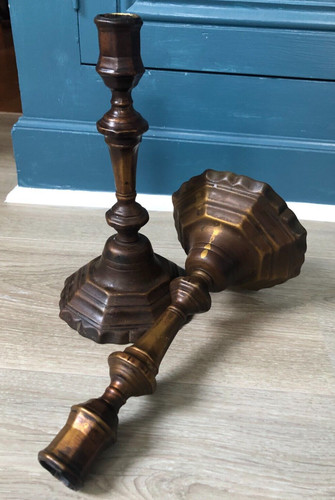 Ancienne paire bougeoirs - paire,