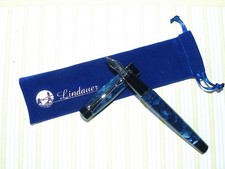 Stylo plume LINDAUER Marbré bleu foncé noir F 859.9