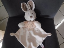 217/ doudou plat lapin blanc beige crème taupe papillon coccinelle NICOTOY