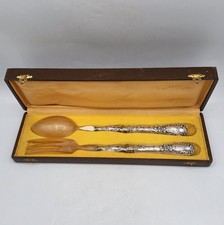 Couvert de service à salade argent massif Minerve de style Louis XV début XXème