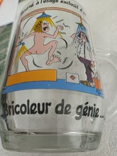 Chope en verre humoristique " Bricoleur de génie" sans rayure ni éclat