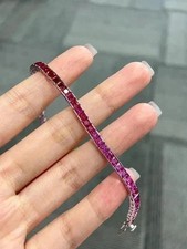 Bracelet tennis rubis rose