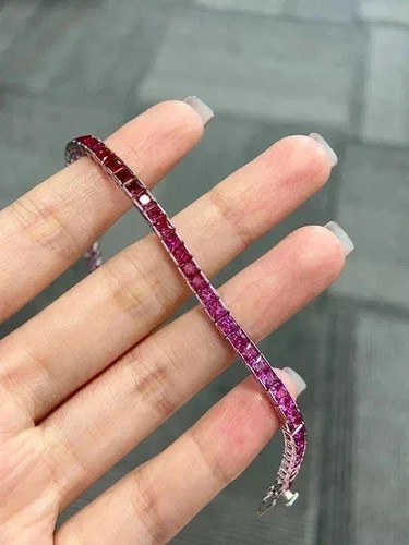 Bracelet tennis rubis rose
