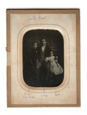 c1860 Photo Anonyme grand AMBROTYPE portrait famille Chardin FRANCE studio