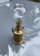 Rare ancienne lampe à essence en laiton & verre globe Chaland Paris France XIX