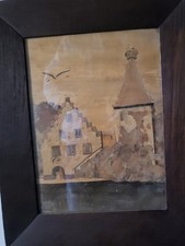 Ancien tableau en marqueterie de bois signé LUX Alsace