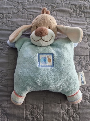 Doudou peluche chien bleu - chien,