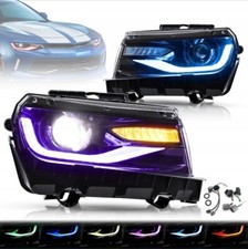 VLAND Phare avant LED pour Chevrolet Camaro 2014-2015 LS LT SS RGB DRL Lights