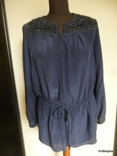 Gerard Darel Top Blouse soie bleu foncé marine 38 