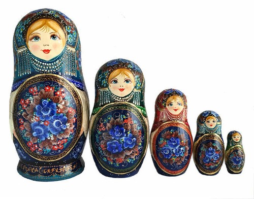 Poupees russes bleu - ,