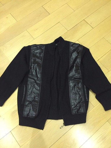 Blouson motard noir tricoté