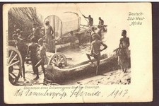 Carte postale allemande sud ouest traduction d'un wagon à bœufs sur l'Okovongo