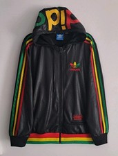 adidas Chile 62 Rasta Hoodie Track Top M Rare Vintage Bob Marley Jamaica