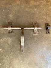 Ancien verrou poignée cochonnier en fer forgé, serrure targette ferrure penture