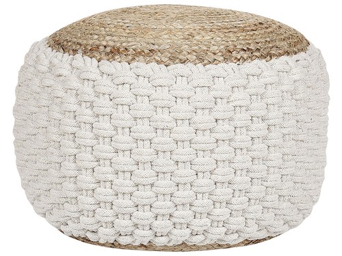 Pouf tricoté coton jute - en,