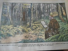 Moine dans une forêt entrain