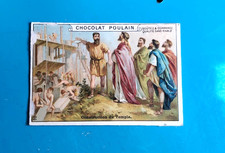 Vintage Carte Carton Chocolat Poulain Relief Construction du Temple