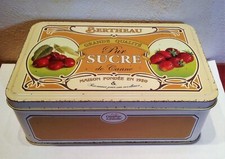 Boîte à sucre métal décoratif motif  cerise fraise vintage rétro cuisine