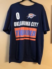 UNK OKC Thunder Russell Westbrook #0 Big Graphic Tee T Shirt Blue Mens XL