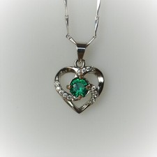 Emeraude Hydrothermale Verte de 1,150 ct - Pendentif Argent 925 Zircons + Chaîne