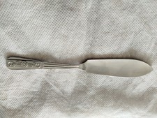 Couteau à beurre vintage argenté à motif floral Très Bon État...