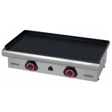 Plancha à gaz lisse - Surface acier : 750 x 390 mm - inox