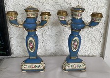 ancien chandelier en porcelaine de paris bleu/518947A10