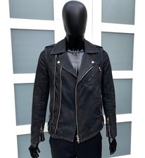 Rare & Great Balmain SS15 Waxed Denim Thick Cotton Biker Jacket Made In Japan