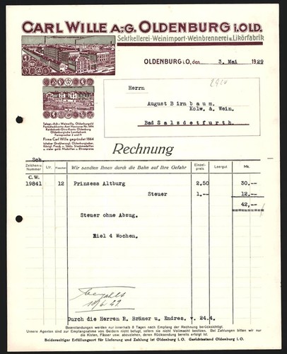Facture oldenburg 1929 - facture,
