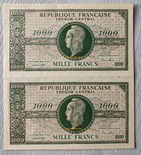 PLANCHE DE 2 BILLETS DE 1000F
