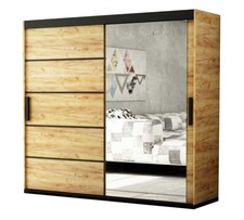 Armoire À Portes Coulissantes Bergamo 200Cm Chêne Ancien Noir