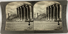 Keystone, Stéréo, Athens, columns of the temple of Olympian Zeus and the Acropol