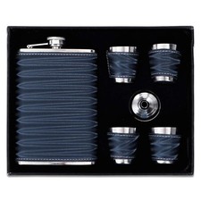 Acier Inoxydable/Simili Cuir Flasque Avec 2 Shot Verres & Entonnoir 266ml 266 ML