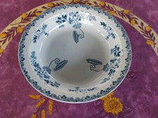 Plat Rond Creux Terre Fer Saint Amand Hamage Modern Style Décor Floral Bleu 28cm