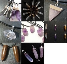 1 Pendentif: Cristal de roche - Améthyste - Quartz rose - Oeil de tigre