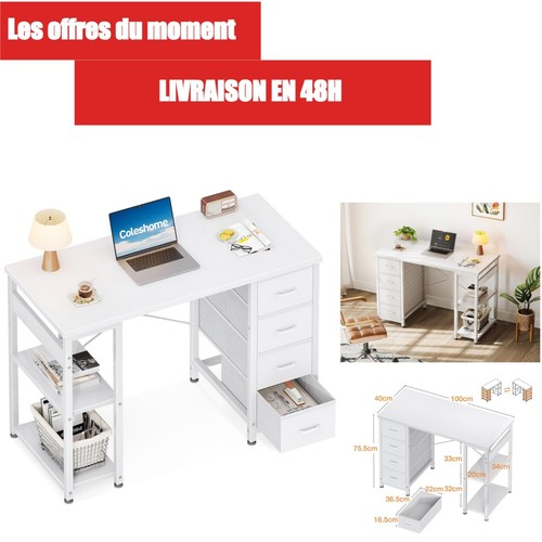 Bureau coleshome 100x40cm avec - bureau,