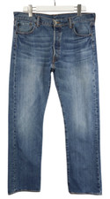 LEVI'S 501 Jeans Homme W36/L32 Délavé Éraflé Bleu Denim Bouton À Glissière