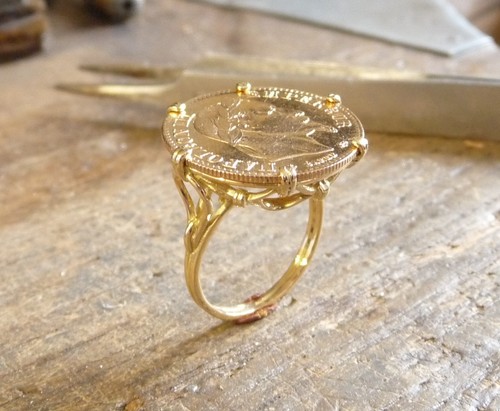Bague pièce carats - bague, or