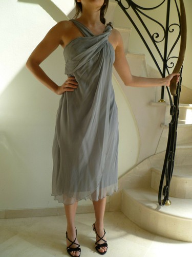 Belle robe soiree soie grise - robe,