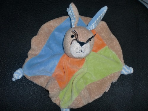 Doudou plat rond lapin beige