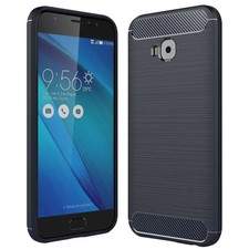 Coque Asus Zenfone 4 Selfie Pro ZD552KL Etui Gel Motif Carbone, Bleu Foncé