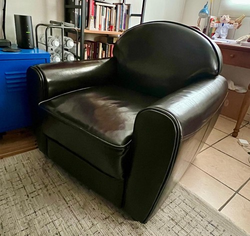 Fauteuil club cuir marron