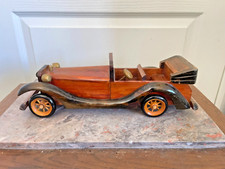 Ancienne Voiture Bois Miniature Collection Fait Main 37 cm