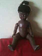 RARE POUPÉE NOIRE ANCIENNE EN COMPOSITION HAUTEUR 47 CM