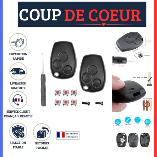 Coques clé renault boutons - clé, 3