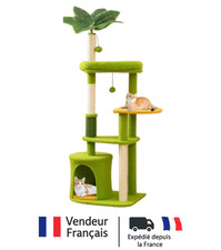 Arbre à Chat Tour 122cm Multi-niveaux Perchoir Vert Griffoir en Sisal 3 Plateaux