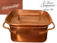 18" RARE LARGE 20TH C HANDMADE FRENCH TINNED COPPER DAUBIERE DE CHEF STOCK POT