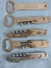 Lot 5 limonadiers publicitaires + décapsuleur Coca Cola couteau ancien bière